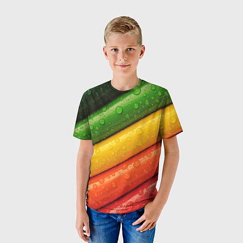 Детская футболка Цветные линии / 3D-принт – фото 3