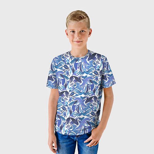 Детская футболка Рыбы-птицы Узоры / 3D-принт – фото 3