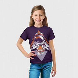 Футболка детская Космонавт ест бургер, цвет: 3D-принт — фото 2