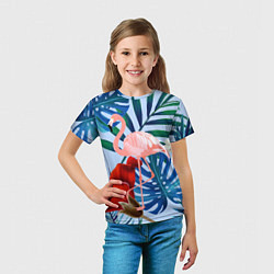 Футболка детская Фламинго в папоротнике, цвет: 3D-принт — фото 2