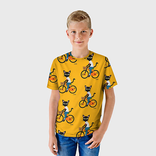 Детская футболка Котики на велосипедах / 3D-принт – фото 3