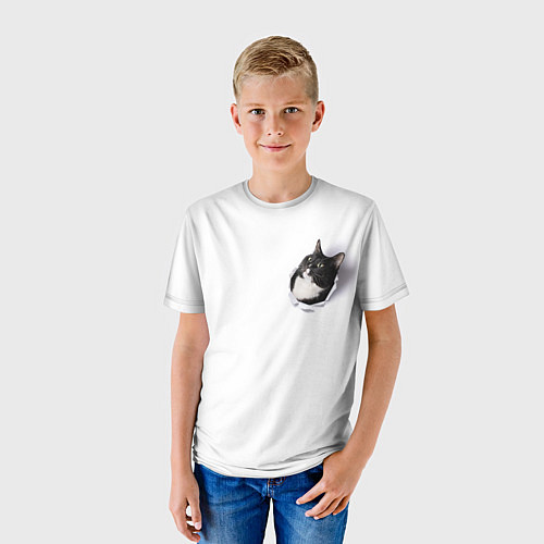 Детская футболка КОТ В СЕРДЦЕ / 3D-принт – фото 3