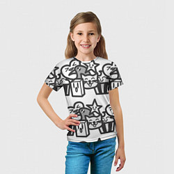 Футболка детская Чёрно-белые дудлы, цвет: 3D-принт — фото 2