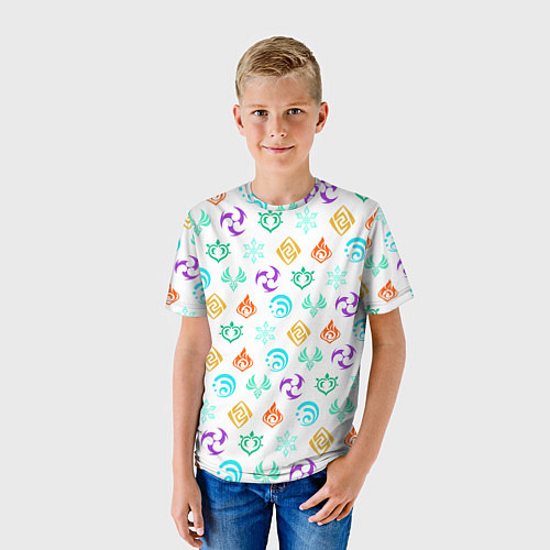Детская футболка GENSHIN IMPACT ЭМБЛЕМЫ / 3D-принт – фото 3