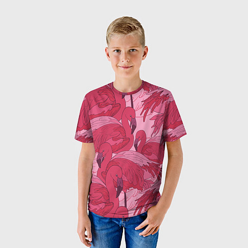Детская футболка Розовые фламинго / 3D-принт – фото 3