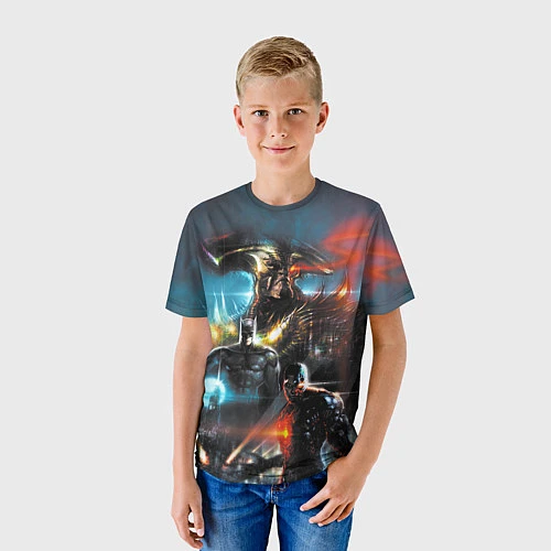 Детская футболка Batman, Cyborg VS Steppenwolf / 3D-принт – фото 3