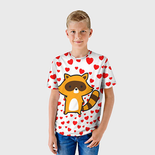 Детская футболка Енот в сердечках / 3D-принт – фото 3