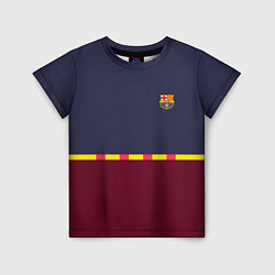 Футболка детская FC Barcelona Flag and team Logo 202122, цвет: 3D-принт