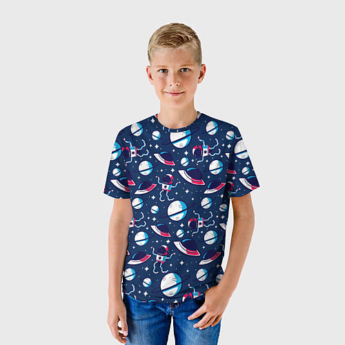 Детская футболка Космонавты, планеты и нло / 3D-принт – фото 3