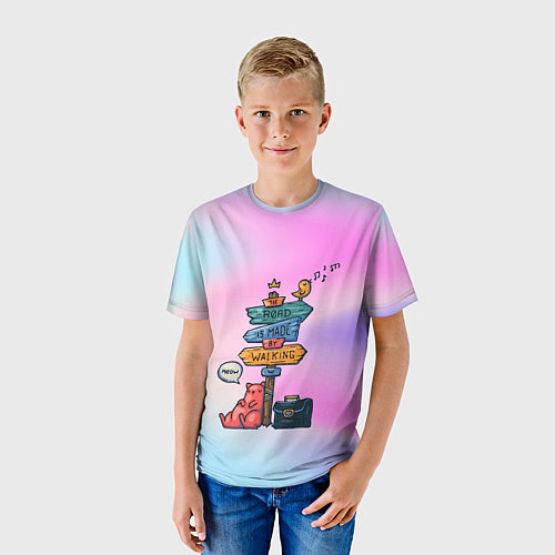 Детская футболка Кот путешественник / 3D-принт – фото 3