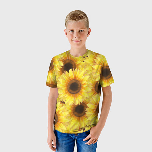 Детская футболка Подсолнухи в поле / 3D-принт – фото 3