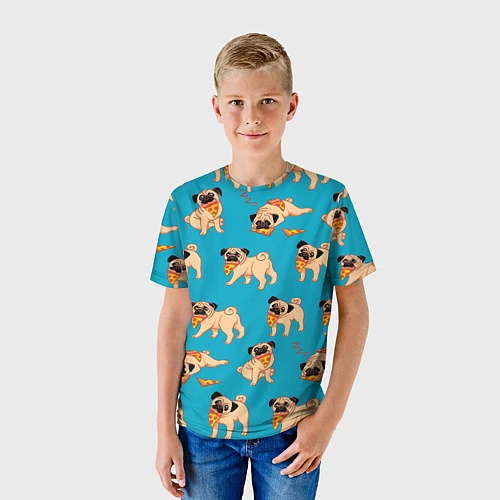 Детская футболка Мопсы с пиццей / 3D-принт – фото 3