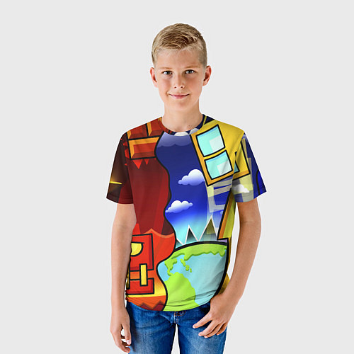 Детская футболка GEOMETRY DASH ГЕОМЕТРИ ДАШ / 3D-принт – фото 3