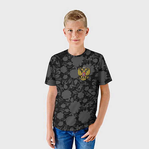 Детская футболка Герб России Хохлома / 3D-принт – фото 3