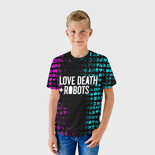 Детская футболка ЛЮБОВЬ СМЕРТЬ И РОБОТЫ / 3D-принт – фото 3
