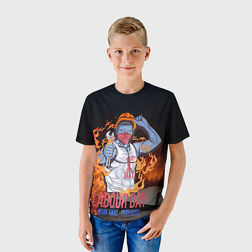 Детская футболка Work hard / 3D-принт – фото 3