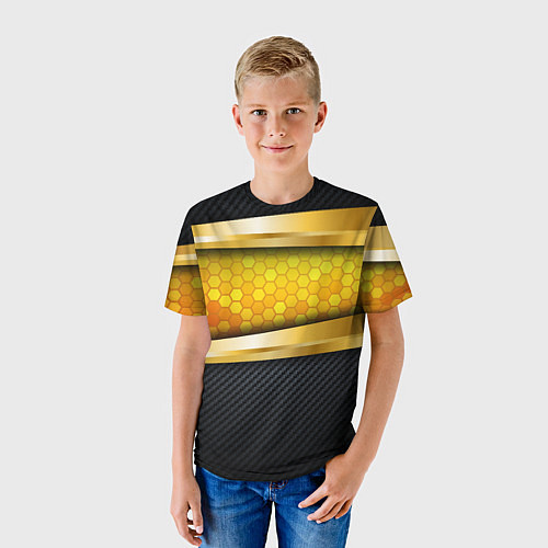 Детская футболка 3D ЗОЛОТЫЕ СОТЫ БРОНЯ 3Д / 3D-принт – фото 3