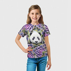 Футболка детская Панда среди цветов, цвет: 3D-принт — фото 2