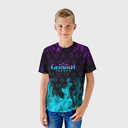 Футболка детская GENSHIN IMPACT НЕОНОВЫЙ ОГОНЬ, цвет: 3D-принт — фото 2