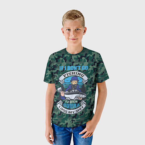 Детская футболка Рыбак хипстер / 3D-принт – фото 3