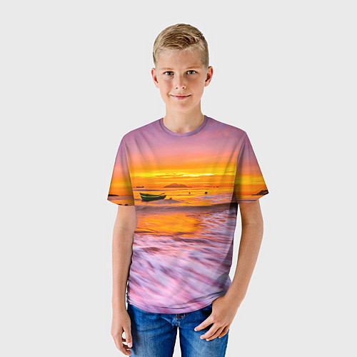 Детская футболка Закат на пляже / 3D-принт – фото 3