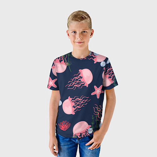 Детская футболка Розовые медузы / 3D-принт – фото 3