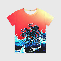Футболка детская Кракен в Море Градиент, цвет: 3D-принт