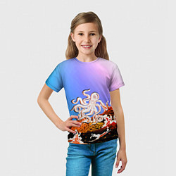 Футболка детская Осьминог в Лаве Градиент, цвет: 3D-принт — фото 2