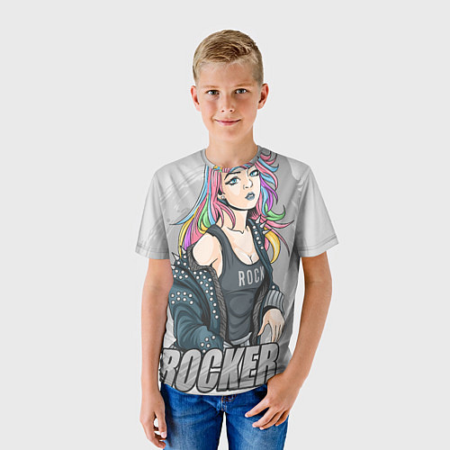Детская футболка Девушка Рокер / 3D-принт – фото 3