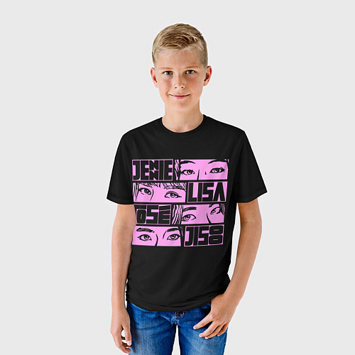Детская футболка Black pink eyes / 3D-принт – фото 3