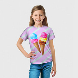 Футболка детская Мороженое графический фон, цвет: 3D-принт — фото 2