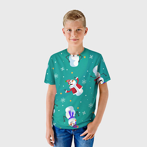 Детская футболка РазНые Снеговики / 3D-принт – фото 3