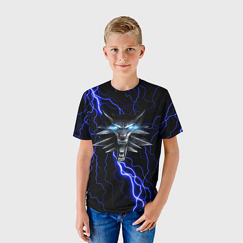 Детская футболка THE WITCHER МОЛНИЯ BLUE / 3D-принт – фото 3