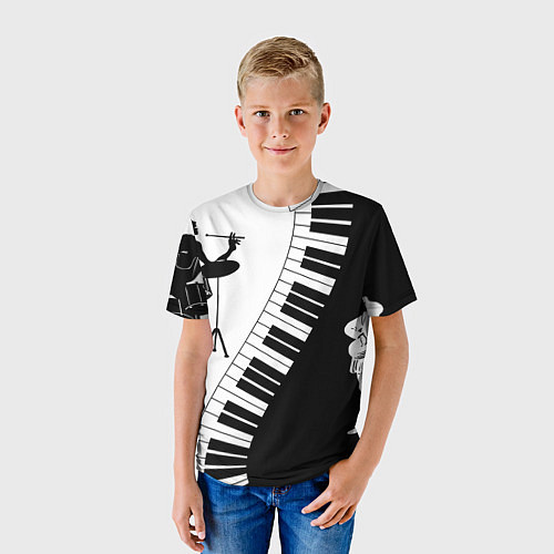 Детская футболка Черно Белое пианино / 3D-принт – фото 3
