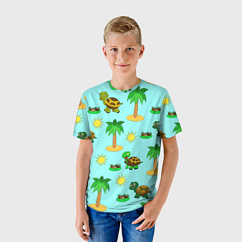 Детская футболка Черепашки и пальмы / 3D-принт – фото 3