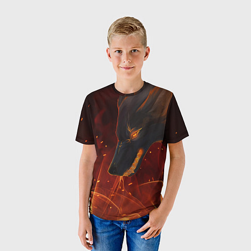 Детская футболка ОГНЕНЫЙ ВОЛК, 3d / 3D-принт – фото 3