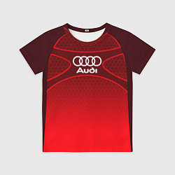 Футболка детская AUDI красная сетка, цвет: 3D-принт