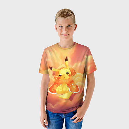 Детская футболка Пикачу на облачках / 3D-принт – фото 3