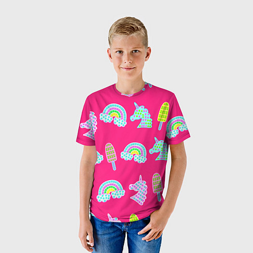 Детская футболка Pop it радуга и единорог / 3D-принт – фото 3