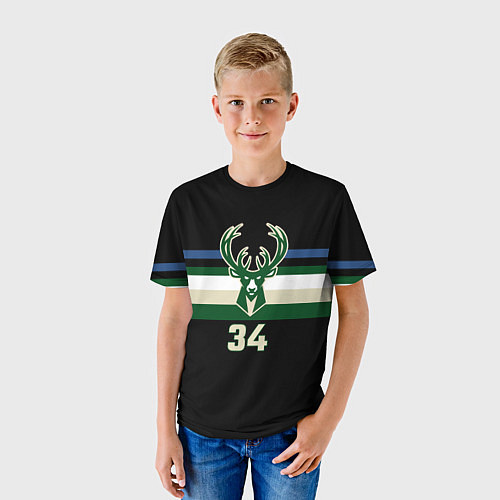 Детская футболка Milwaukee Bucks форма Яннис Адетокумбо / 3D-принт – фото 3