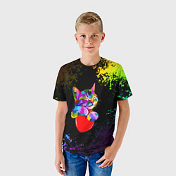 Футболка детская РАДУЖНЫЙ КОТИК RAINBOW KITTY, цвет: 3D-принт — фото 2