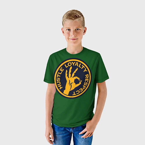 Детская футболка Hustle Loyalty respect / 3D-принт – фото 3