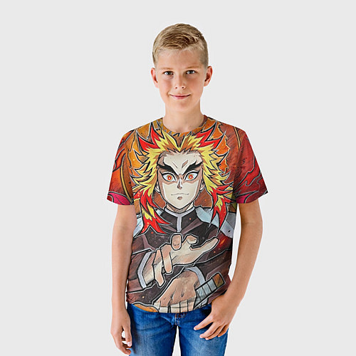 Детская футболка Ренгоку Клинок демонов / 3D-принт – фото 3