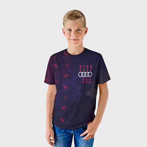 Детская футболка Audi - Gearbox - Hexagon Pattern / 3D-принт – фото 3