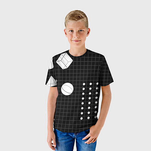 Детская футболка Черно-белые фигуры 3D / 3D-принт – фото 3