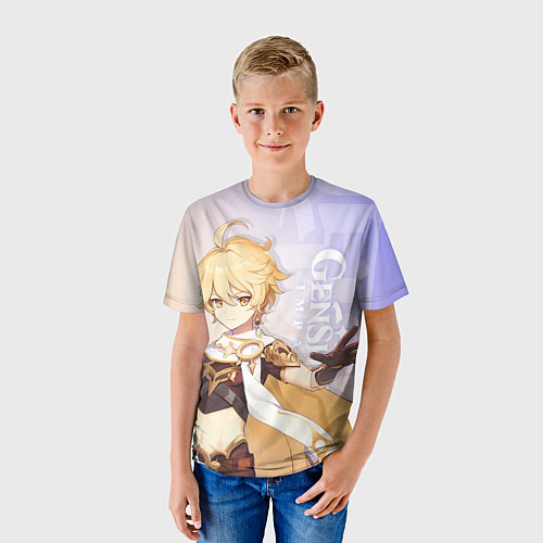 Детская футболка Genshin Impact, Путешественник / 3D-принт – фото 3