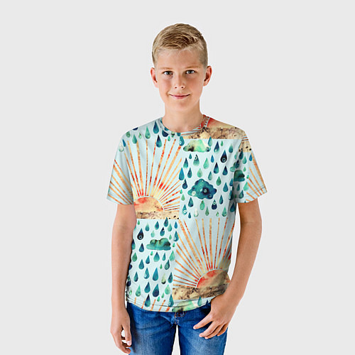 Детская футболка Осенний паттерн: Дождь и солнце / 3D-принт – фото 3