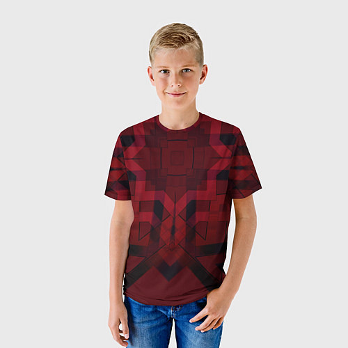 Детская футболка Темно-красный геометрический / 3D-принт – фото 3