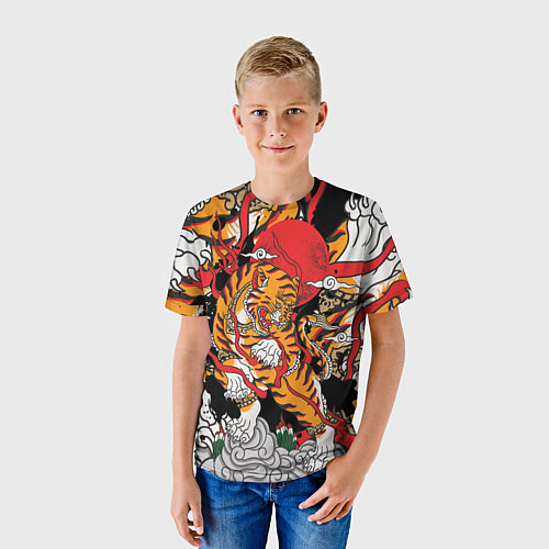 Детская футболка Самурайский тигр / 3D-принт – фото 3