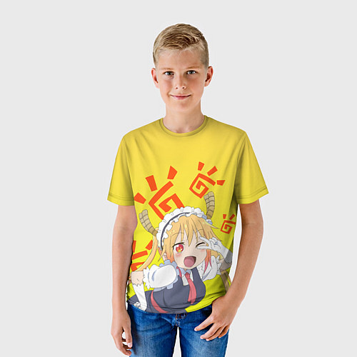 Детская футболка Тору, Дракон-горничная Кобаяши / 3D-принт – фото 3